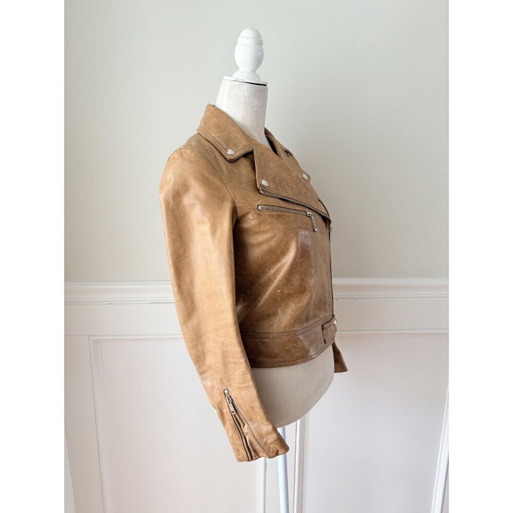 Belstaff England Women's Brown Leather Moto Jacket 38 2-4 US - Picture 3 of 11